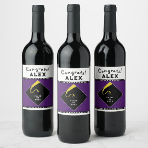 Étiquette Pour Bouteilles De Vin Purple Graduation