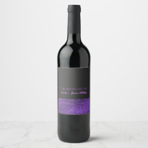 Étiquette Pour Bouteilles De Vin Purple Grey Séquins de Glam moderne Élégant Étique