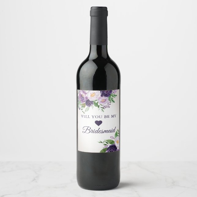 Étiquette Pour Bouteilles De Vin Purple Lavande Verdure Sera Mon Épouse (Devant)