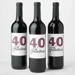 Étiquette Pour Bouteilles De Vin Purple Parties scintillant 40 et Fabulous 40th Bir