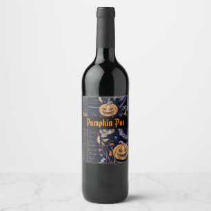 Étiquette Pour Bouteilles De Vin Pus Citrouille Halloween Éffrayant vintage
