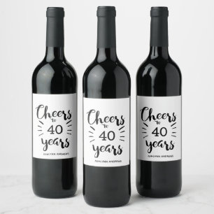 Étiquette Pour Bouteilles De Vin quarantième anniversaire - acclamations à 40 ans
