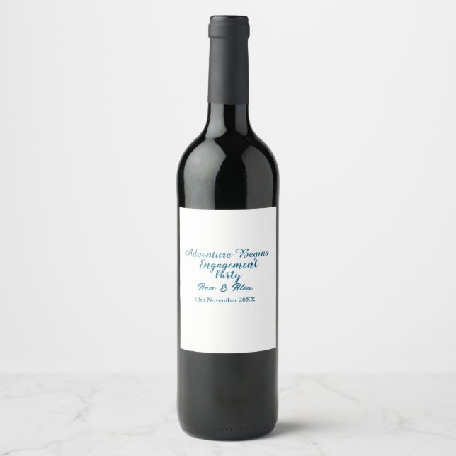 Étiquette Pour Bouteilles De Vin que l'aventure commence nom de la fête de fiançail (Devant)