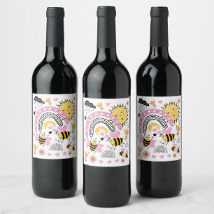 Étiquette Pour Bouteilles De Vin Queen BEES Cute BFF, Baby Girl, Girly Toxits Rose
