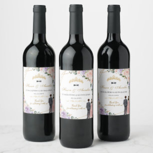Étiquette Pour Bouteilles De Vin Quinceañera Lilac Blush Floral Twins Garçon Girl