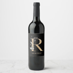 Étiquette Pour Bouteilles De Vin R Monogramme Floral Personnalisé