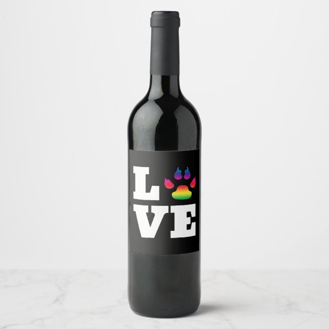 Étiquette Pour Bouteilles De Vin Rainbow paw (Devant)