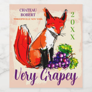 Étiquette Pour Bouteilles De Vin Raisin violet artistique personnalisé fait maison