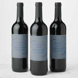 Étiquette Pour Bouteilles De Vin Raisins de vin Fleurs personnalisées Or Bleu