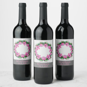 Étiquette Pour Bouteilles De Vin Raisins de vin Fleurs personnalisées Rouge Blanc