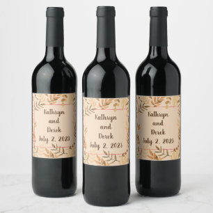 Étiquette Pour Bouteilles De Vin Raisins de vin Fleurs personnalisées Rouge Blanc