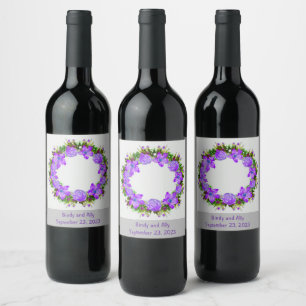 Étiquette Pour Bouteilles De Vin Raisins de vin Fleurs personnalisées Rouge Blanc