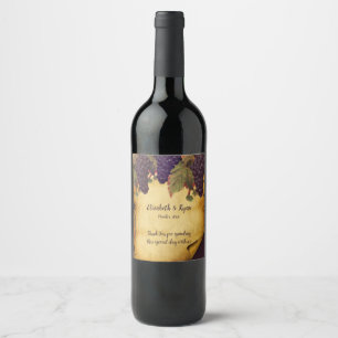 Étiquette Pour Bouteilles De Vin Raisins peints à la main vintages sur papier vieux