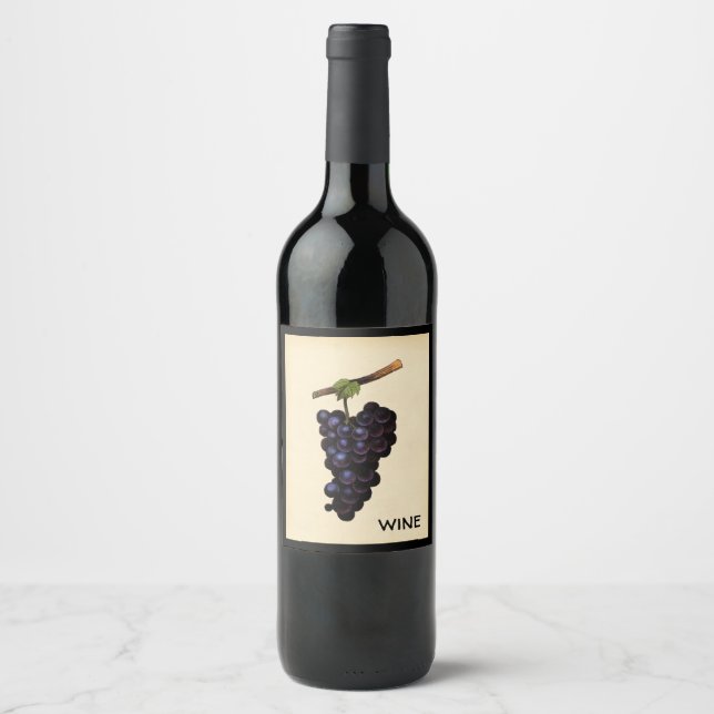 Étiquette Pour Bouteilles De Vin Raisins pourpres (Devant)
