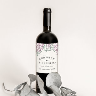 Étiquette Pour Bouteilles De Vin Raisins rustiques   Entreprise vinicole