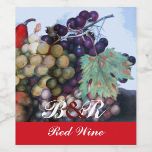Étiquette Pour Bouteilles De Vin RAISINS, VIGNES, POIRES, partie d'échantillon de