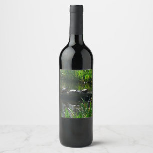 Étiquette Pour Bouteilles De Vin Rangée de tortues photo de la nature verte