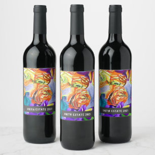 Étiquette Pour Bouteilles De Vin Ranunculus Iris aquarelle fleurie art vin étiquet