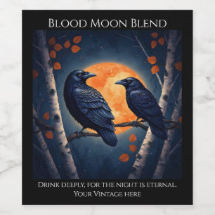 Étiquette Pour Bouteilles De Vin Ravens lunes sur les bouleaux