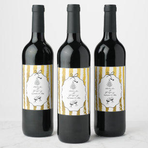 Étiquette Pour Bouteilles De Vin Rayures Capricieuses Mariage Peint à la Main