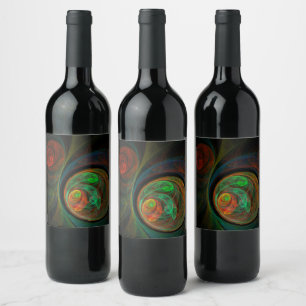 Étiquette Pour Bouteilles De Vin Reborn Green Art Abstrait