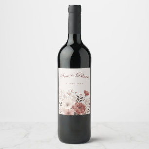 Étiquette Pour Bouteilles De Vin Réception de mariage florale en ivoire rose Dusty