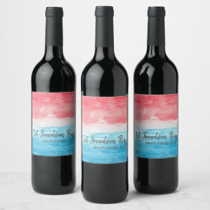 Étiquette Pour Bouteilles De Vin Red & Blue Water Color Wine Label 