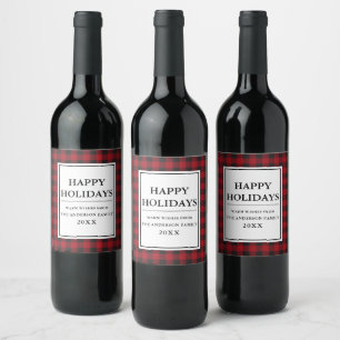 Étiquette Pour Bouteilles De Vin Red Buffalo Joue De Joyeuses Vacances