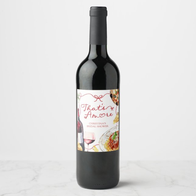 Étiquette Pour Bouteilles De Vin Red Coquette Bow That's Amore (Devant)