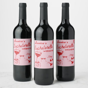 Étiquette Pour Bouteilles De Vin Red Disco Cocktail Bachelorette Week-end