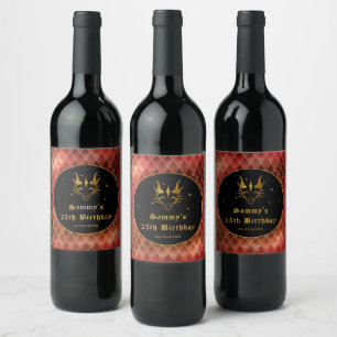 Étiquette Pour Bouteilles De Vin Red Dragon Scales Gold Faux Parties scintillant An