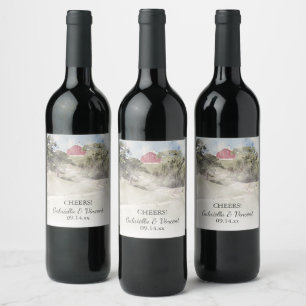 Étiquette Pour Bouteilles De Vin Red Grange sur Hillside Country Farm Mariage