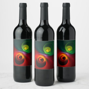 Étiquette Pour Bouteilles De Vin Red Green Yin Yang Moderne Motif d'art Abstrait #2