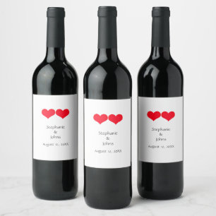 Étiquette Pour Bouteilles De Vin Red Hearts mignon Couple Mariage Valentines Day 20