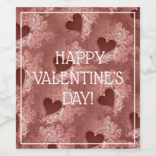 Étiquette Pour Bouteilles De Vin Red Love Hearts Valentine's Day Wine Bottle Étique