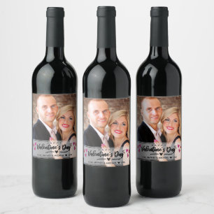 Étiquette Pour Bouteilles De Vin Red Pink Scribbled Hearts Saint-Valentin Photo