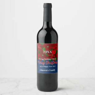 Étiquette Pour Bouteilles De Vin Red Poinsettias Joyeux Noël