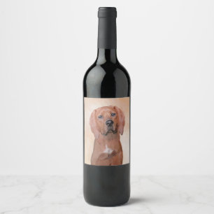 Étiquette Pour Bouteilles De Vin Redbone Coonhound Painting - Cute Original Dog Art