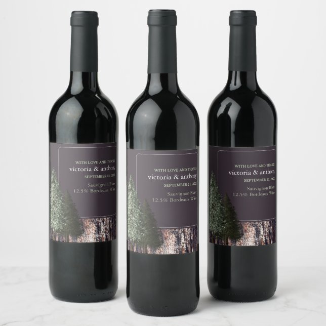Étiquette Pour Bouteilles De Vin Redwoods & Bark, Mariage rustique (Bouteilles)