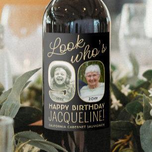 Étiquette Pour Bouteilles De Vin Regardez qui a 90 ans Fête d'anniversaire photo Bl