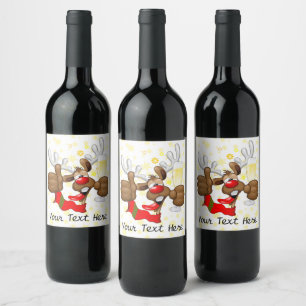 Étiquette Pour Bouteilles De Vin Reindeer Drunk Funny Caractère de Noël