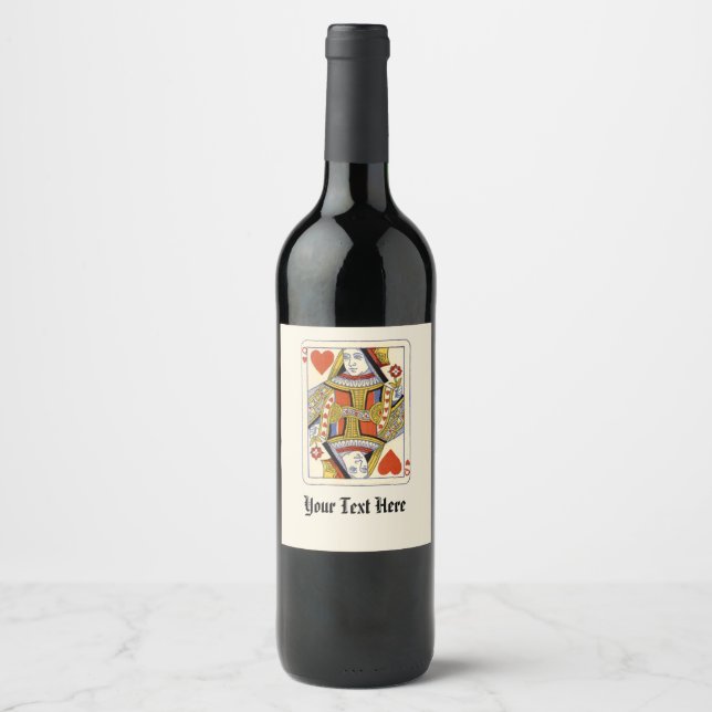 Étiquette Pour Bouteilles De Vin Reine de Cœur (Devant)
