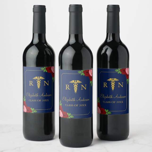 Étiquette Pour Bouteilles De Vin Remise de diplômes d'infirmière (Bouteilles)