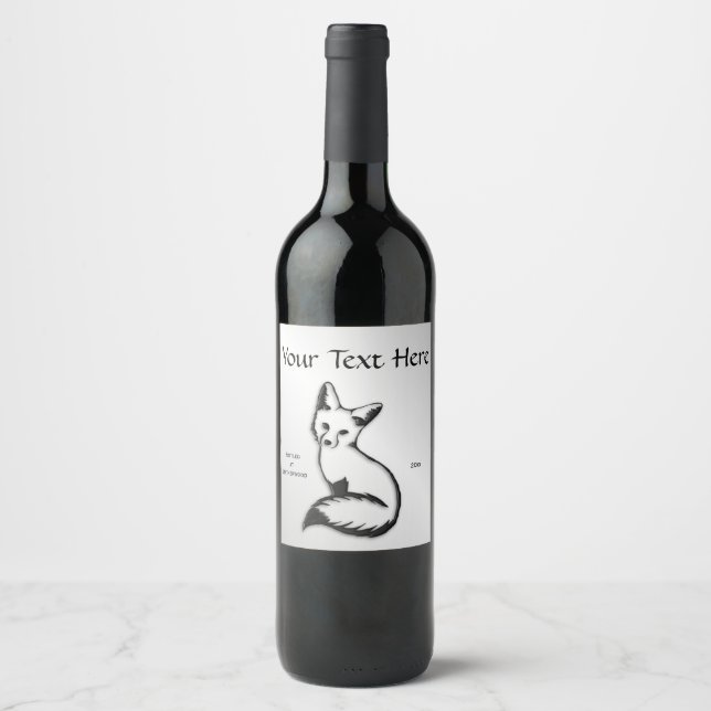 Étiquette Pour Bouteilles De Vin Renard argenté (Devant)