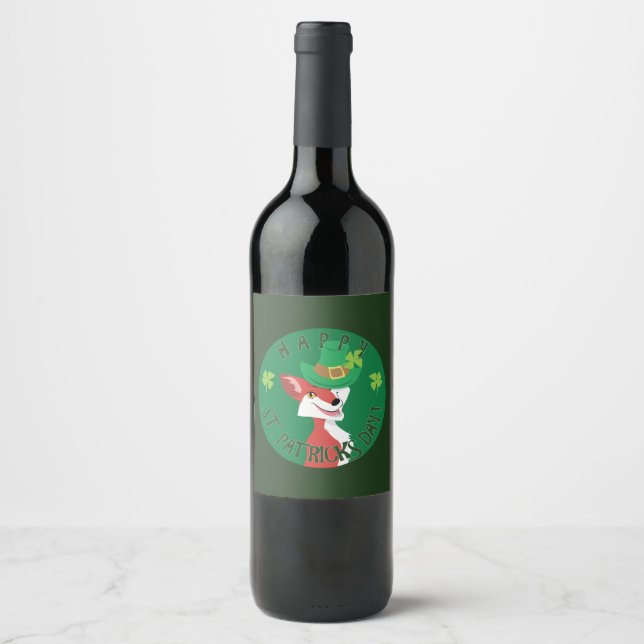 Étiquette Pour Bouteilles De Vin Renard de la Saint Patrick (Devant)