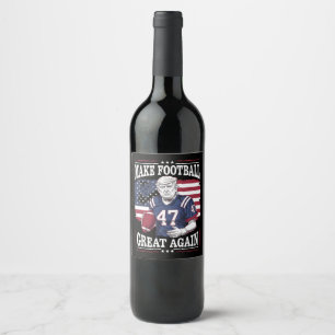 Étiquette Pour Bouteilles De Vin Rendre le football Vintage aux USA Drapeau Trump