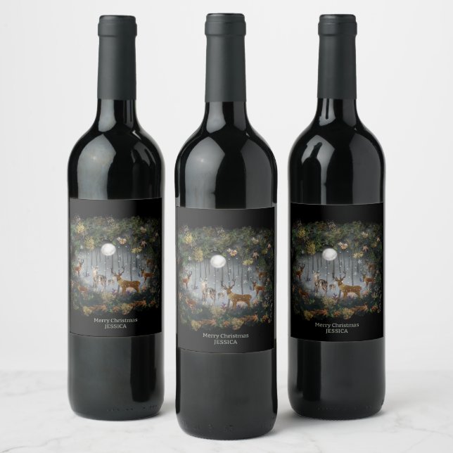 Étiquette Pour Bouteilles De Vin Renne Adorable La Nuit (Bouteilles)