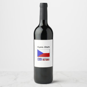 Étiquette Pour Bouteilles De Vin République tchèque et drapeau tchèque personnalisé