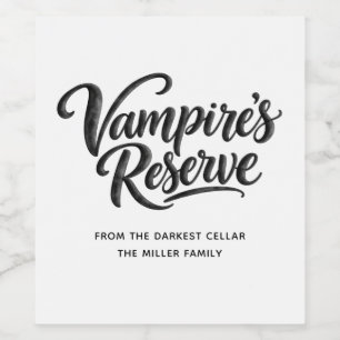 Étiquette Pour Bouteilles De Vin Réserve de Vampire   Soirée Halloween gothique et 