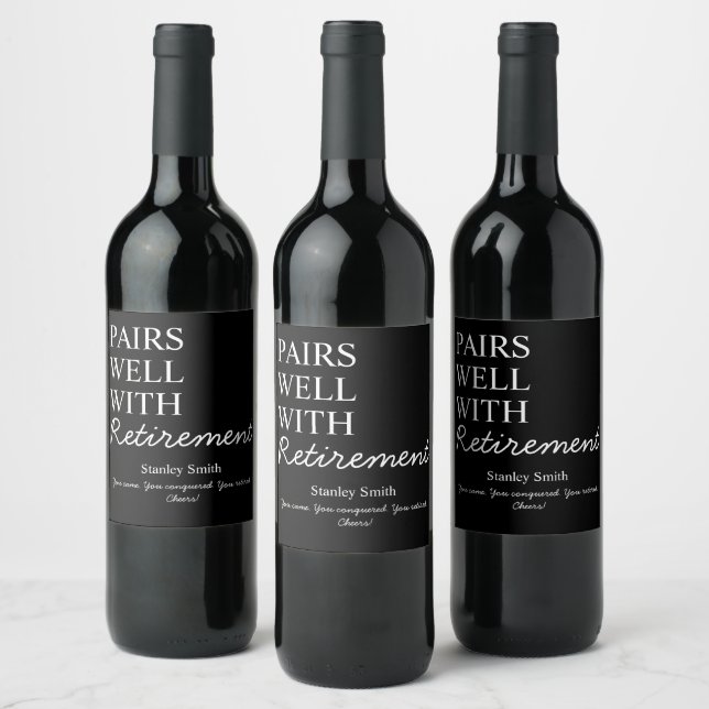 Étiquette Pour Bouteilles De Vin Retirement Wine Label – Cheers & Congrats (Bouteilles)
